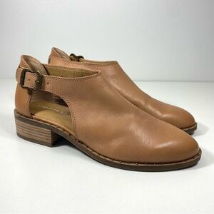 Lucky Brand Giovanna Cutout Camel Leather Adjustable Strap Studded Booties 7.5